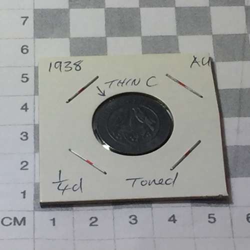 South Africa 1938 farthing AU+ Thin C in Africa - low mintage