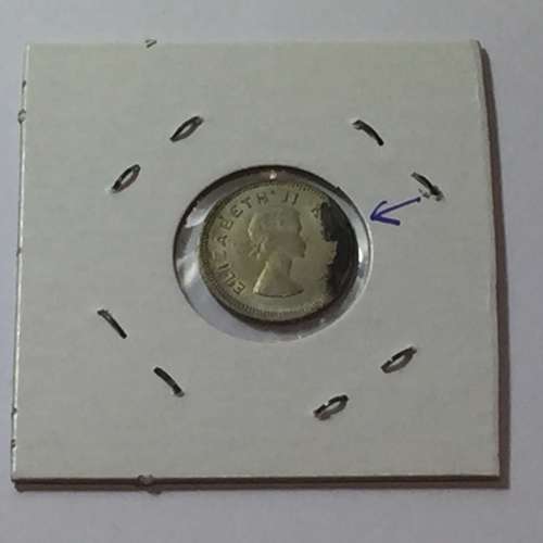 South Africa 1955 UNC 3d ERROR coin both sides edge faults