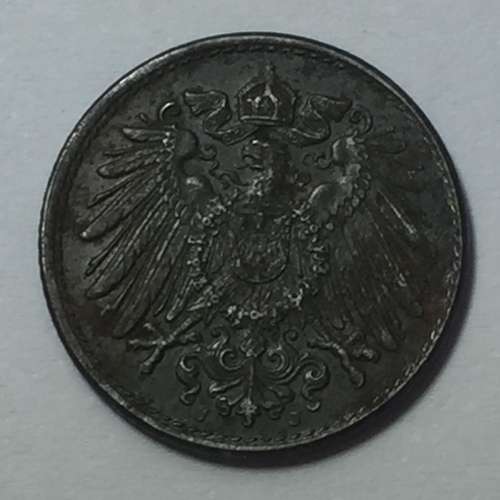 Germany 1919 J pfennig Iron XF with large cracked die