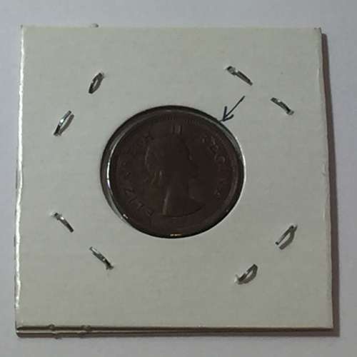 South Africa 1953 UNC farthing - planchet flaw obverse under E of Regina