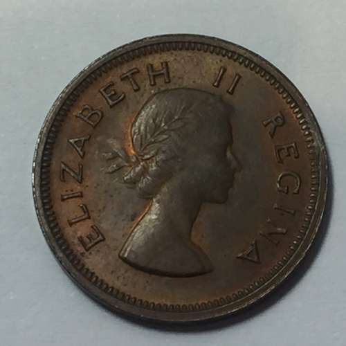 South Africa 1953 farthing UNC with green toning