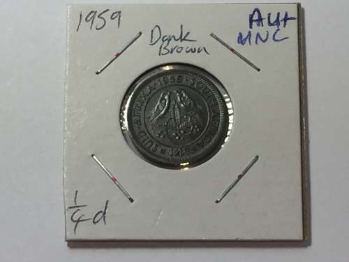 South Africa 1959 farthing DARK BROWN - AU+/UNC