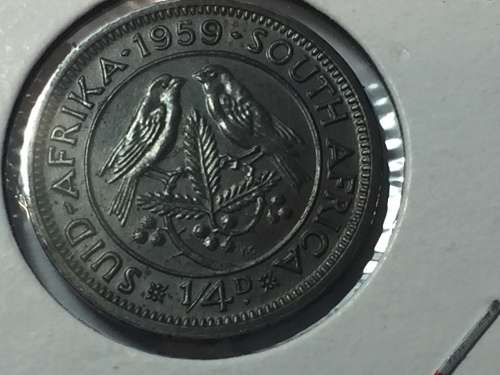 South Africa 1959 farthing DARK BROWN - AU+/UNC