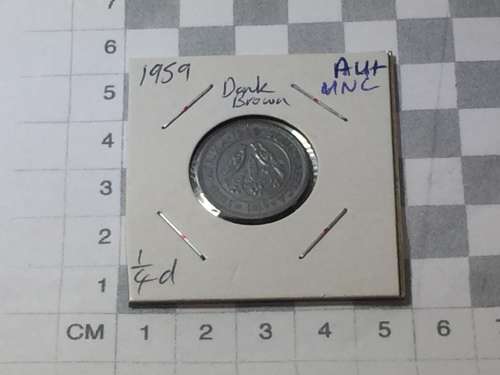 South Africa 1959 farthing DARK BROWN - AU+/UNC