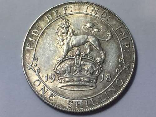 Great Britain 1918 Shilling AU with luster
