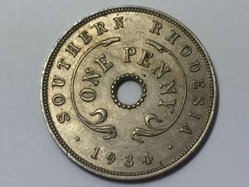 Southern Rhodesia 1934 Penny AU+