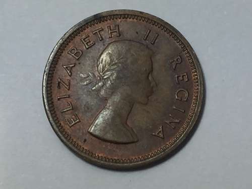 South Africa 1958 farthing XF+ / AU - cracked die obverse and reverse