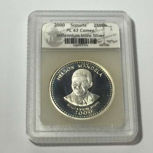 2000 Somalia Nelson Mandela 250 Shillings graded ( PL 63 Cameo ) Proof like 63 by SACGS
