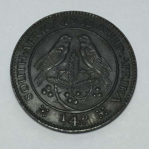 South Africa 1932 Farthing UNC - cracked die ( V of Georgivs )