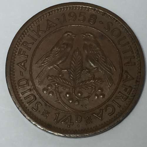 South Africa 1958 farthing F - cracked die obverse