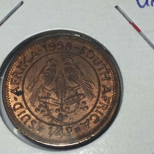 South Africa 1958 farthing AU / UNC - cracked die obverse