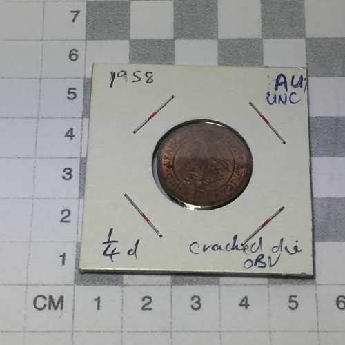 South Africa 1958 farthing AU / UNC - cracked die obverse