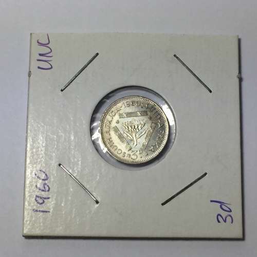 South Africa 1960 UNC 3d - a top coin - low mintage very scarce