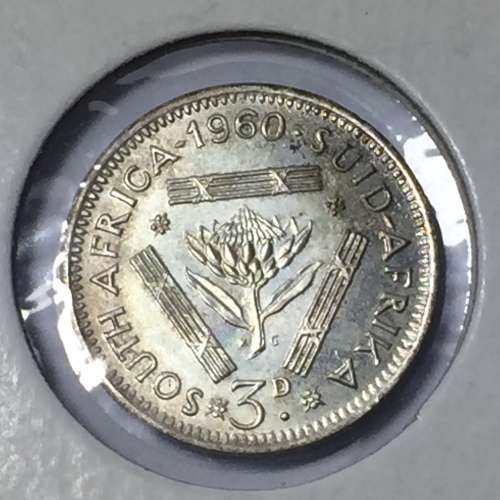 South Africa 1960 UNC 3d - a top coin - low mintage very scarce