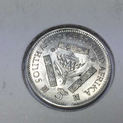 South Africa 1937 UNC threepence - full luster