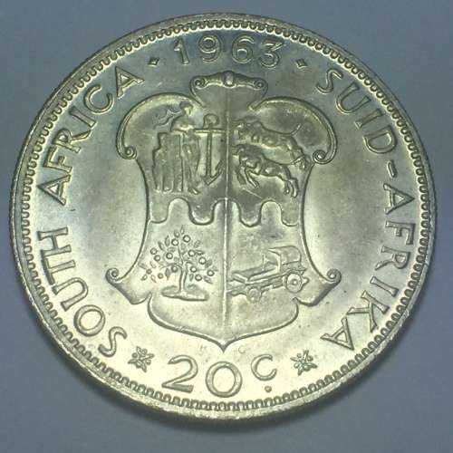 South Africa 1963 UNC 20 cent
