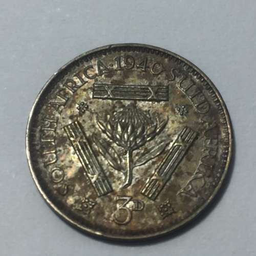 South Africa 1940 AU+ 3d with stop touching 0 of 1940