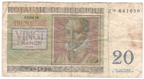 Belgium 20 Francs banknote 03-04-56