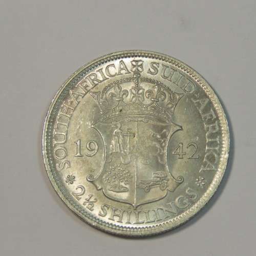 1942 South Africa half crown - AU - Bad strike on wildebeest