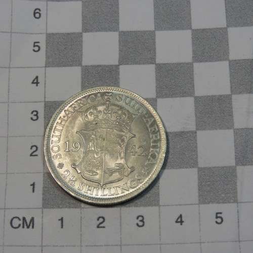 1942 South Africa half crown - AU - Bad strike on wildebeest