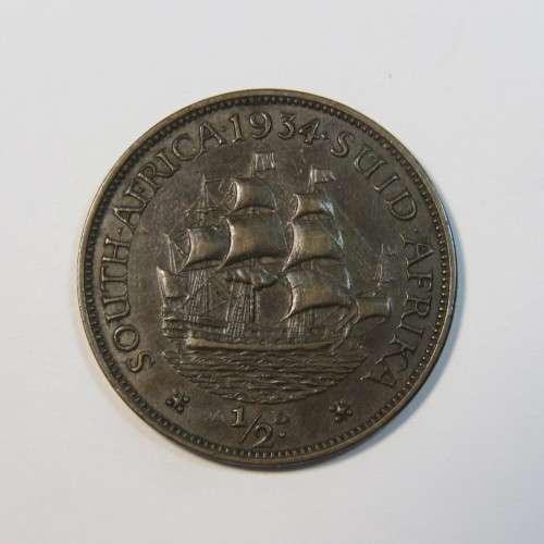 1934 South Africa half penny - VF+ - Excellent coin
