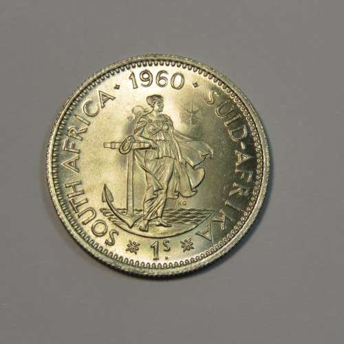 1960 South Africa shilling with numerous cracked die marks - UNC - Brilliant