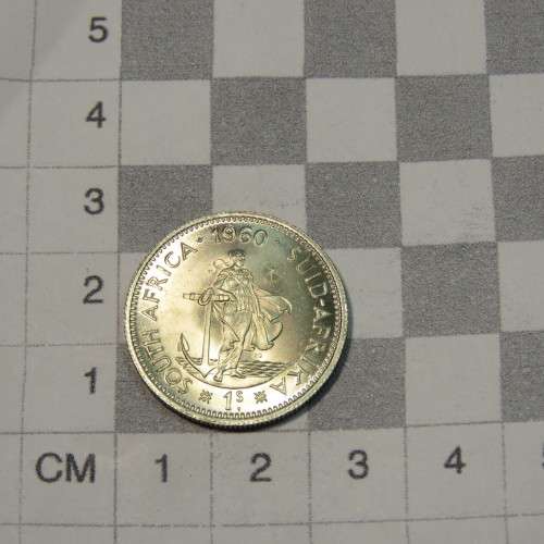 1960 South Africa shilling with numerous cracked die marks - UNC - Brilliant