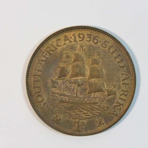 1936 South Africa penny - UNC