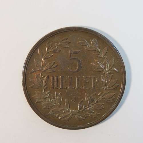 1909 J German East Africa 5 Heller - XF/AU - Excellent condition