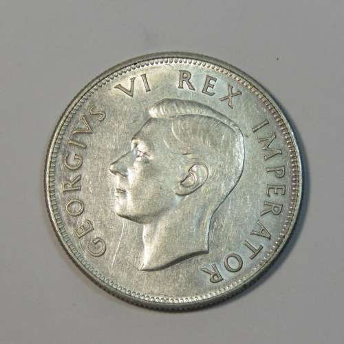 1938 South Africa half crown - AU - Bag marks visible