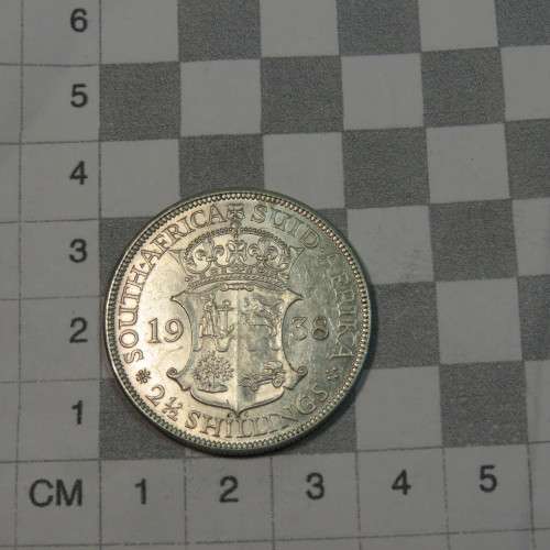 1938 South Africa half crown - AU - Bag marks visible