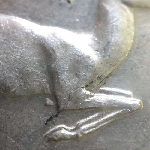 1967 RSA silver R1 with large flaw through front legs of springbok
