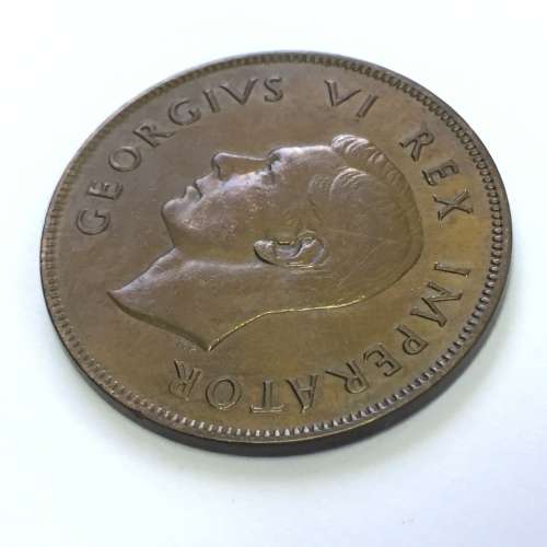 1938 SA Union bronze penny aEF - Double Strike error