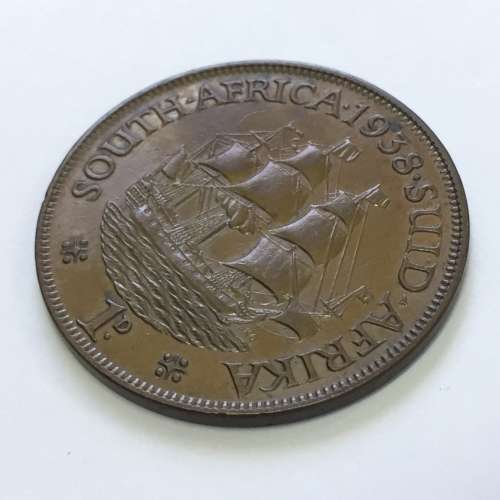 1938 SA Union bronze penny aEF - Double Strike error