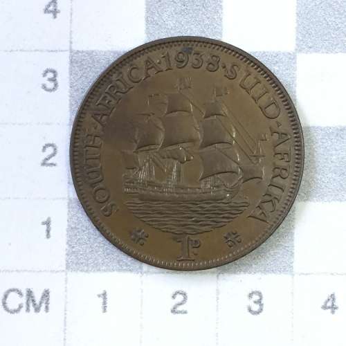 1938 SA Union bronze penny aEF - Double Strike error