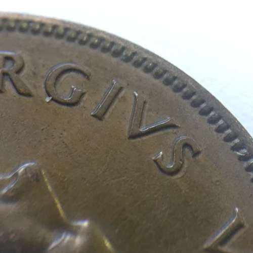 1938 SA Union bronze penny aEF - Double Strike error