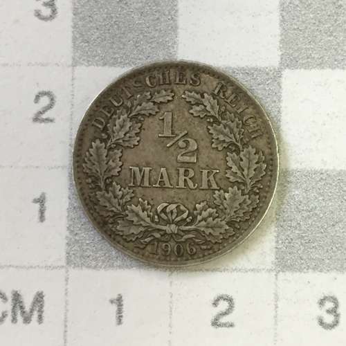 1906 German Empire half mark ``A`` mintmark - XF+