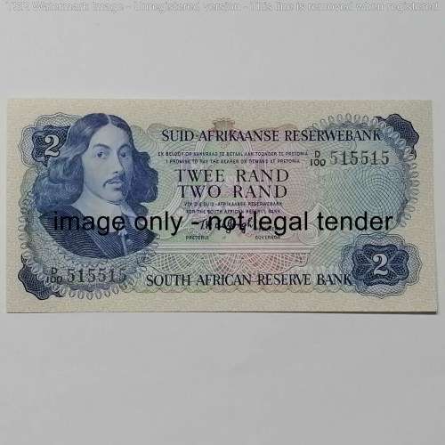 TW de Jongh Two Rand RADAR banknote - no 575515 uncirculated