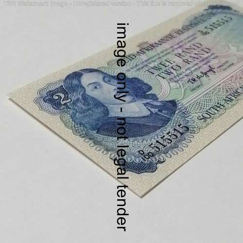 TW de Jongh Two Rand RADAR banknote - no 575515 uncirculated