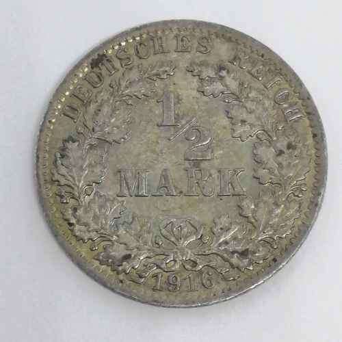 Germany Deutsches Reich 1916 D half mark AU