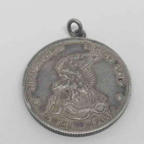 Germany 1913 silver 2 Mark pendant