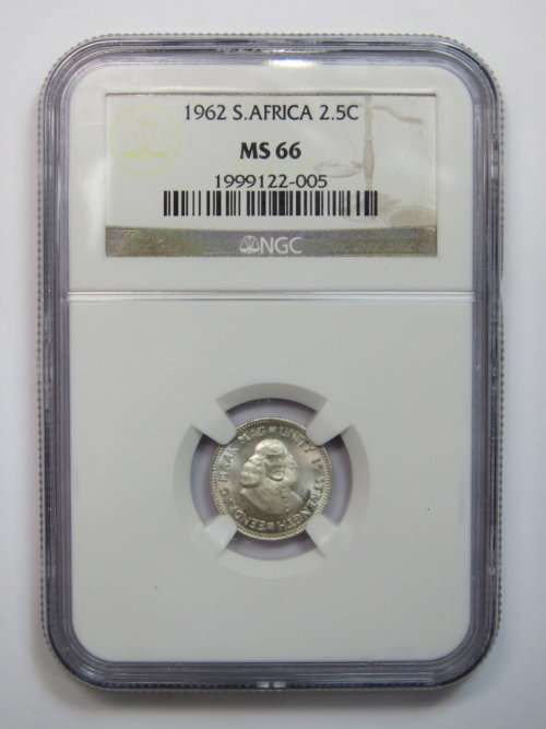 2 1/2 cent 1962 graded MS66 by NGC - Only 12589 minted