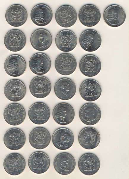 Lot of South African 50 cent coins - 1966 to 1990 - 29 Coins - Most in excellent condition