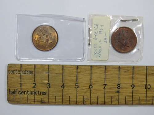Set of English 1 cents - 1965 Proof and 1965 UNC Very Scarce