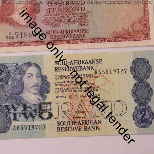 Lot of 5 different South Africa banknotes - de Jongh, de Kock and Stals