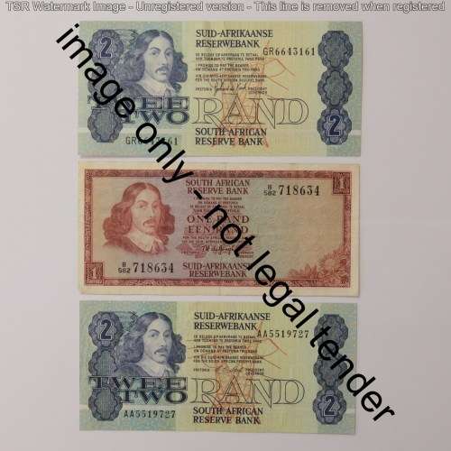 Lot of 5 different South Africa banknotes - de Jongh, de Kock and Stals