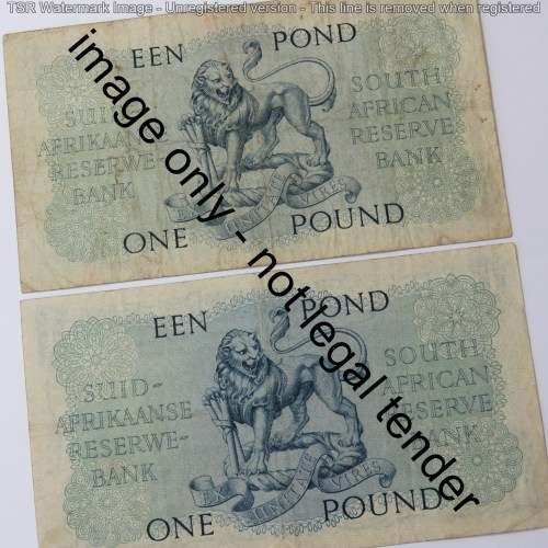 MH de Kock 2nd issue one pound lot of 4 notes - 1948, 1949, 1950, 1951
