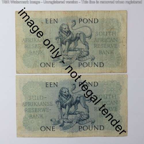 MH de Kock 2nd issue one pound lot of 4 notes - 1948, 1949, 1950, 1951