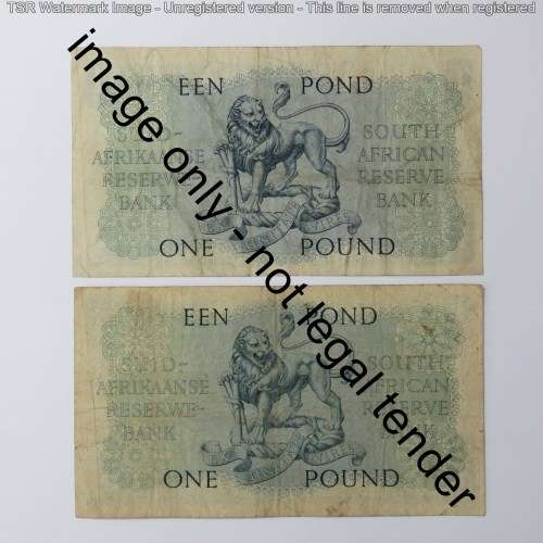 MH de Kock 2nd issue one pound lot of 4 notes - 1948, 1949, 1950, 1951
