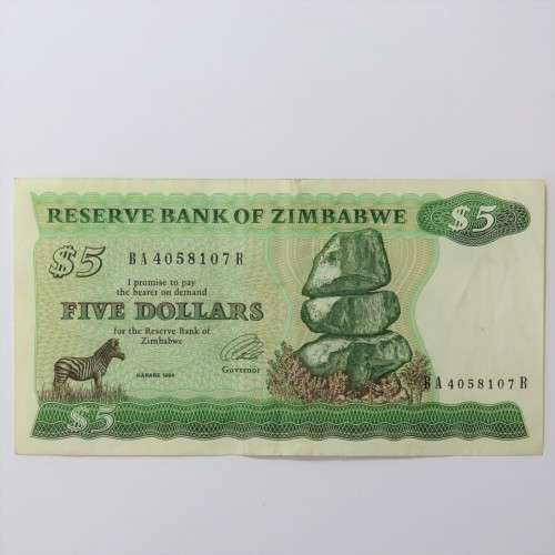 Zimbabwe Harare 1994 5 Dollars banknote - Some folds and creases